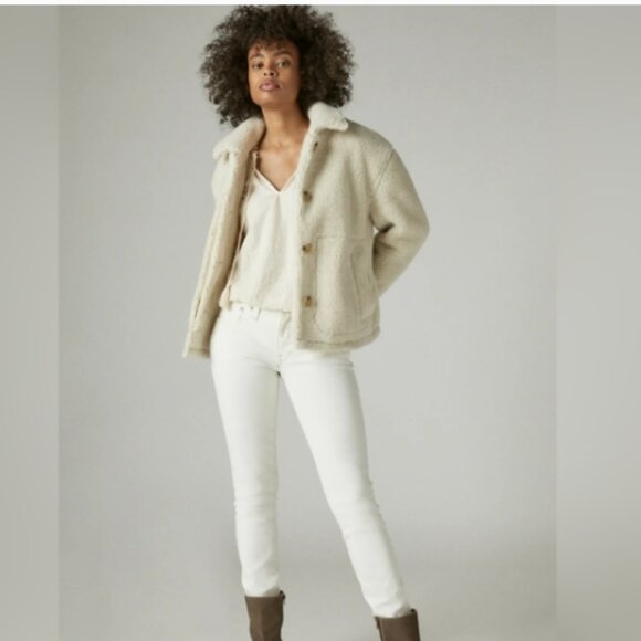 Lucky Brand Women's trucker teddy jacket Size Medium - Picture 2 of 12